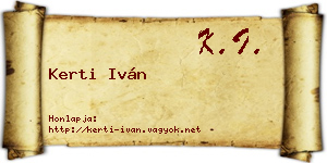 Kerti Iván névjegykártya
